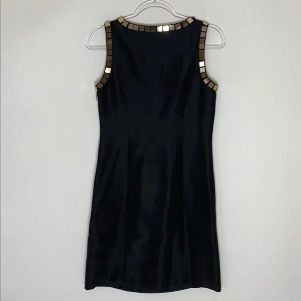 Tory Burch black silk gold sequins shift dress 2